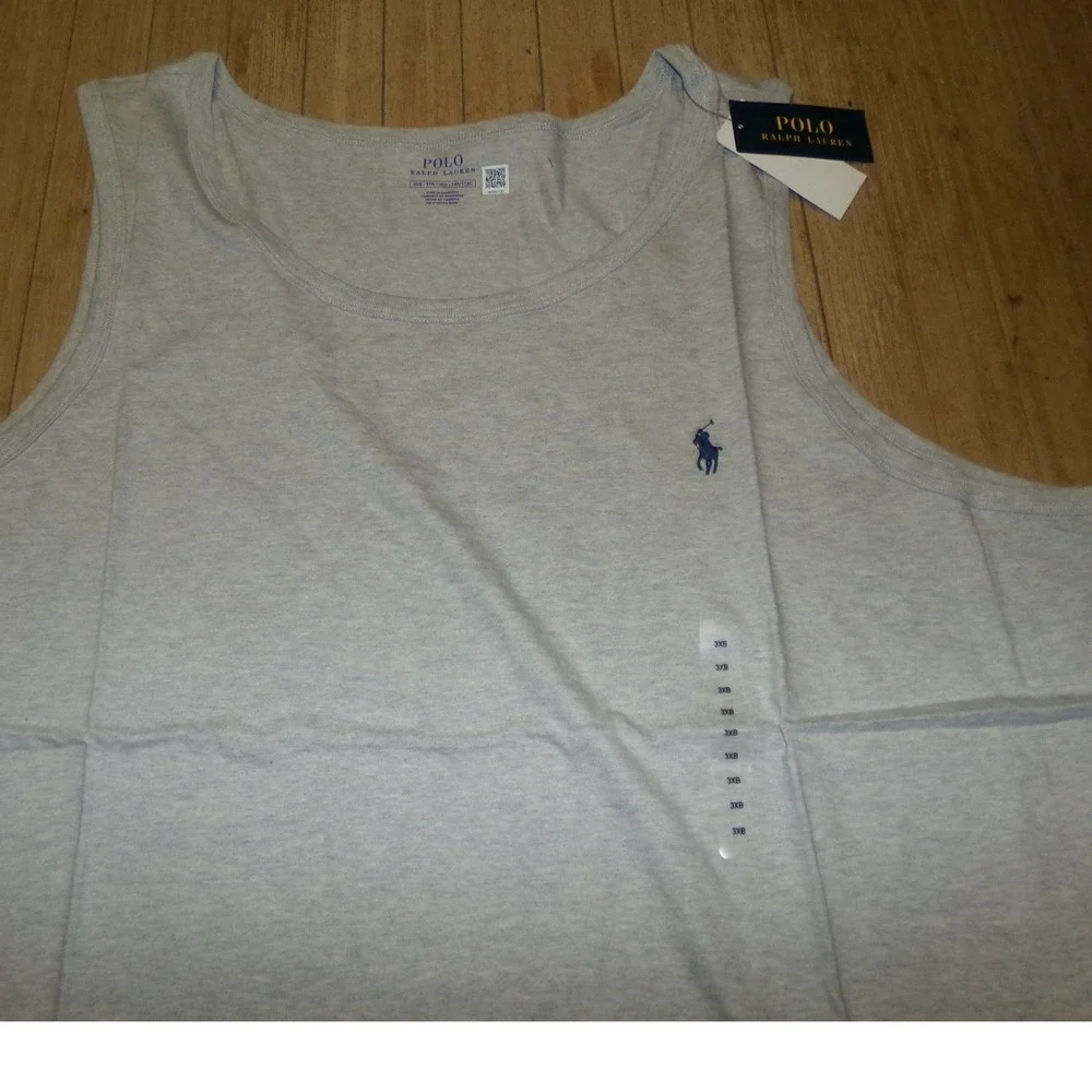 Polo Ralph Lauren Mens Big & Tall 3XB Tank Top Heather Gray Sleeveless Shirt NWT